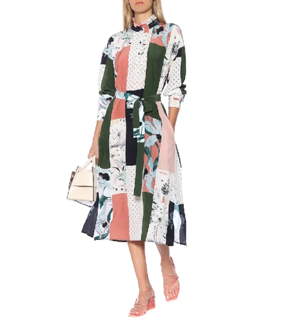 Shop Tory Burch Patchwork Printed Silk Dress In Multicoloured