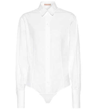 Shop Alaïa Cotton Bodysuit In White