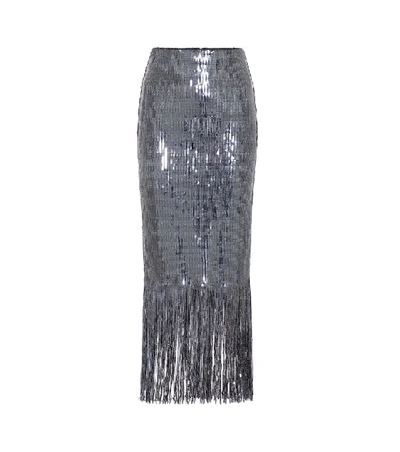 Shop Rebecca Vallance Matisse Sequined Midi Skirt In Grey