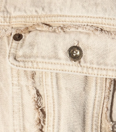 Shop Acne Studios Cropped Denim Jacket In Brown