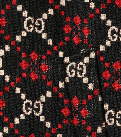 Shop Gucci Gg Diamond Wool Cape Coat In Black
