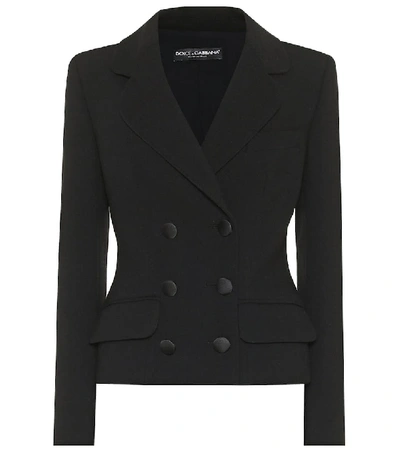 Shop Dolce & Gabbana Cropped Stretch-wool Blazer In Black