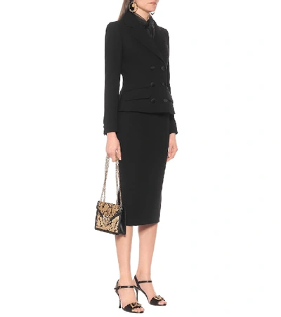 Shop Dolce & Gabbana Cropped Stretch-wool Blazer In Black