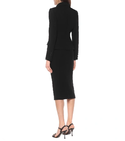 Shop Dolce & Gabbana Cropped Stretch-wool Blazer In Black