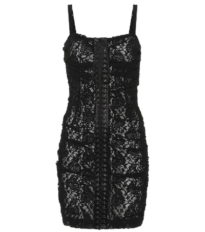 Shop Dolce & Gabbana Lace Minidress In Black