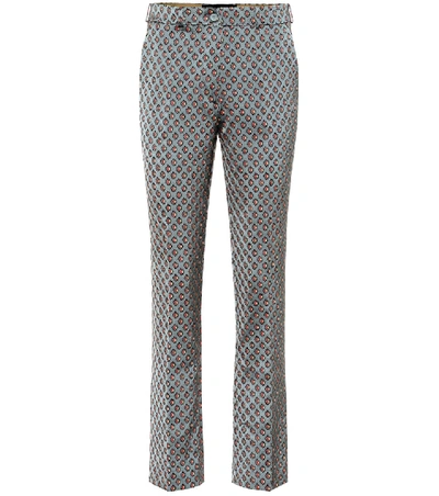 Shop Etro High-rise Straight Jacquard Pants In Blue