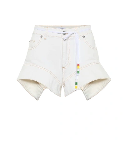 Shop Jw Anderson Belted Denim Shorts In White