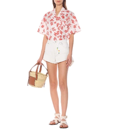 Shop Jw Anderson Belted Denim Shorts In White