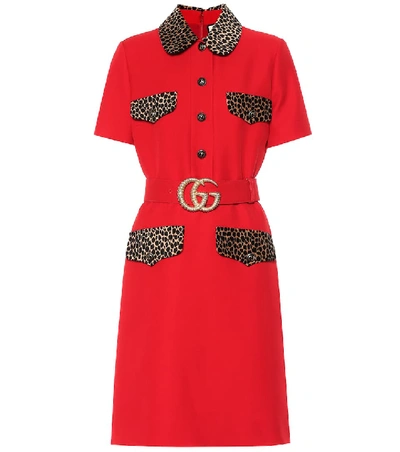 Shop Gucci Wool And Silk Dress In Red