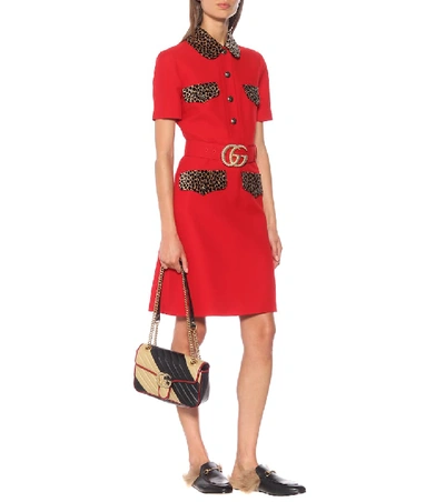 Shop Gucci Wool And Silk Dress In Red
