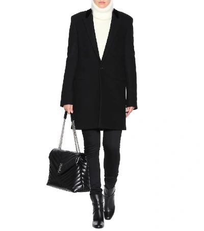 Shop Saint Laurent Wool-blend Coat In Black