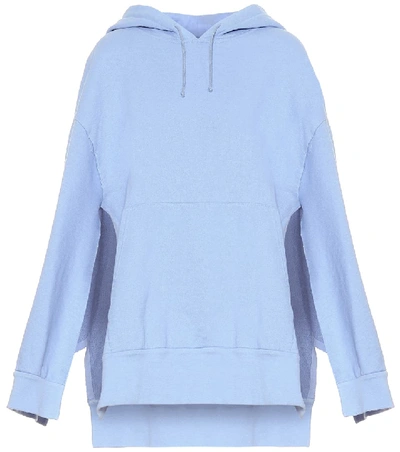 Shop Maison Margiela Cotton Jersey Hooded Poncho In Blue