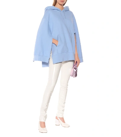 Shop Maison Margiela Cotton Jersey Hooded Poncho In Blue
