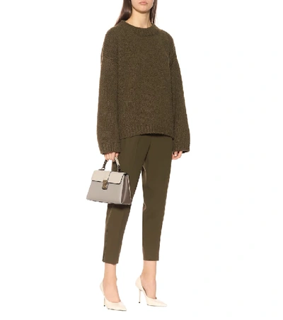 Shop Bottega Veneta Cropped Wool Pants In Green