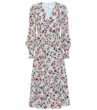 Shop Erdem Floral-printed Silk Midi Dress In Multicoloured