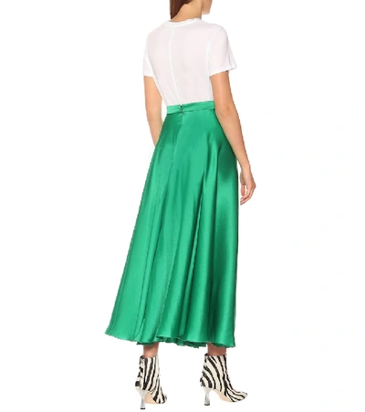 Shop Msgm Silk-blend Satin Maxi Skirt In Green