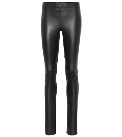 Shop Joseph Leather Straight Pants In Black