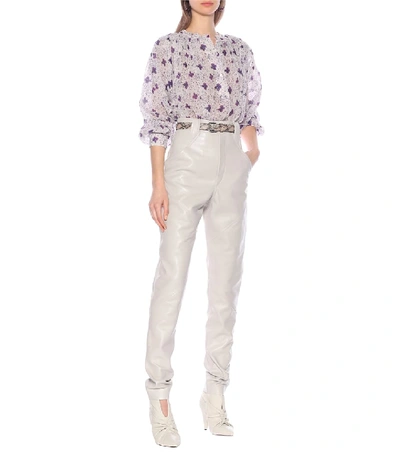 Shop Isabel Marant Xenia High-rise Leather Pants In Grey