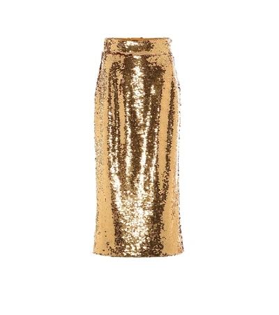 Shop Dolce & Gabbana Sequined Pencil Skirt In Gold
