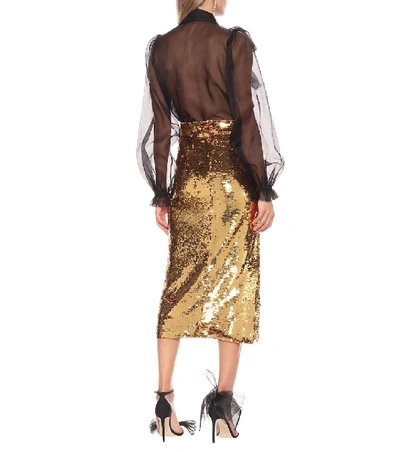 Shop Dolce & Gabbana Sequined Pencil Skirt In Gold