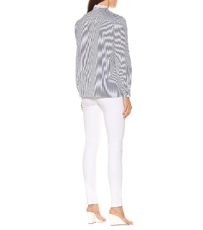 Shop Tory Burch Striped Cotton Blouse In Blue