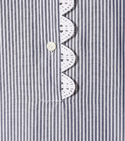 Shop Tory Burch Striped Cotton Blouse In Blue