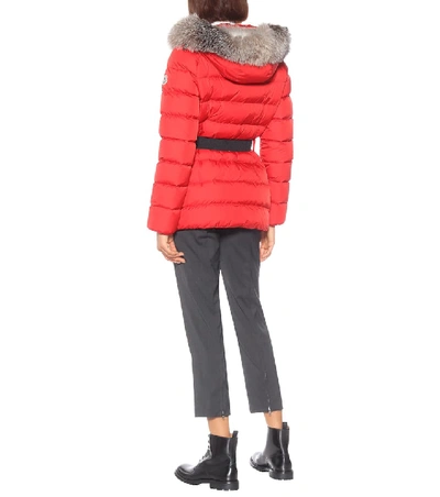 Shop Moncler Clion Quilted Fur-trimmed Down Coat In Red