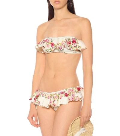 Shop Zimmermann Honour Floral Bikini Bottoms In White