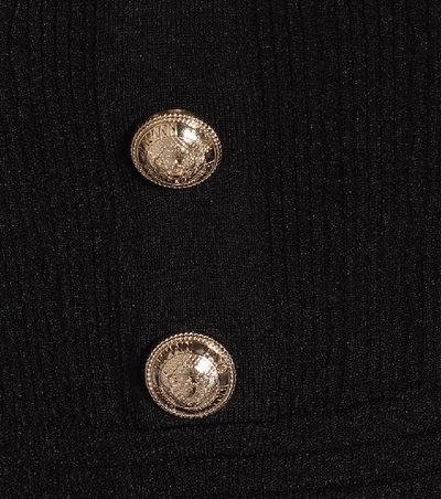 Shop Balmain Knit Crop Top In Black