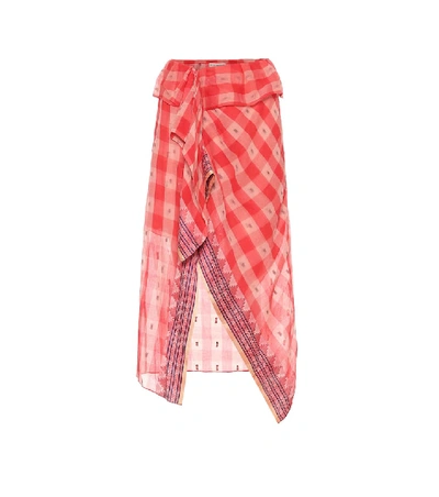 Shop Ulla Johnson Merida Checked Cotton Midi Skirt In Red