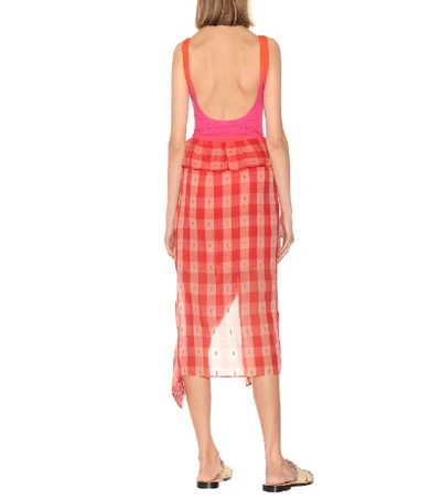 Shop Ulla Johnson Merida Checked Cotton Midi Skirt In Red