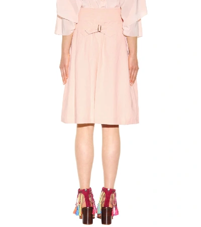 Shop Chloé Cotton And Linen High-waisted Culottes In Pink