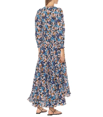 Shop Alexandra Miro Maria Floral Cotton-poplin Dress In Blue