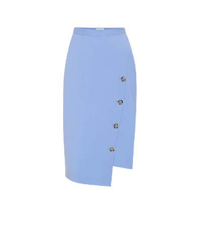 Shop Altuzarra Faro Stretch Wool Asymmetric Skirt In Blue