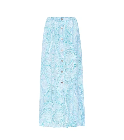 Shop Melissa Odabash Daisy Paisley-printed Maxi Skirt In Blue