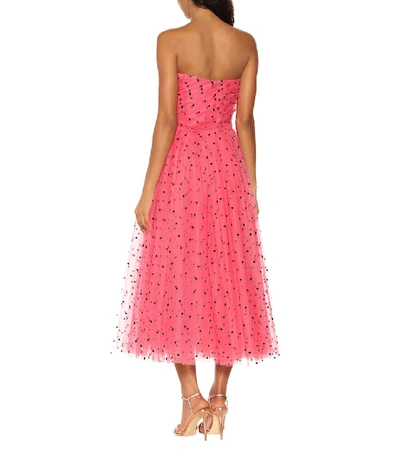 Shop Carolina Herrera Flocked Tulle Dress In Pink
