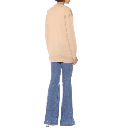 Shop Stella Mccartney Virgin Wool Cardigan In Beige