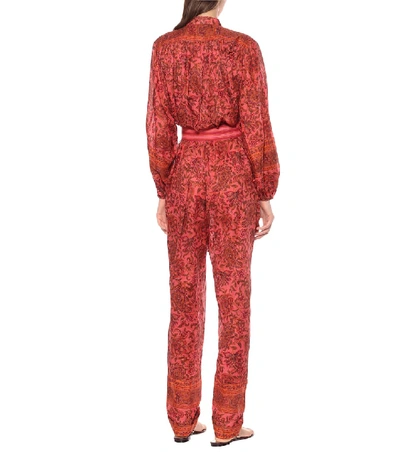 Shop Zimmermann Edie Floral Cotton Jumpsuit In Red