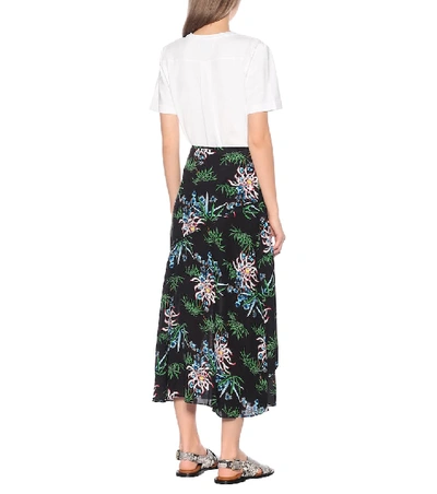 Shop Kenzo Floral Midi Skirt In Black