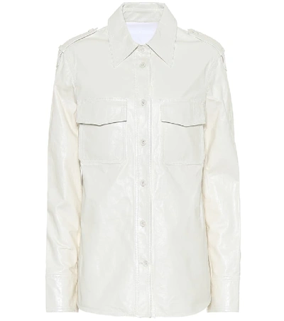 Shop Helmut Lang Leather Shirt In White