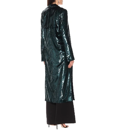 Shop Galvan Liquid Velvet Coat In Green