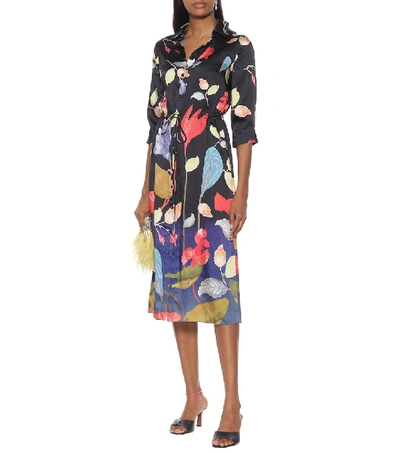 Shop Peter Pilotto Floral Twill Shirt Dress In Multicoloured