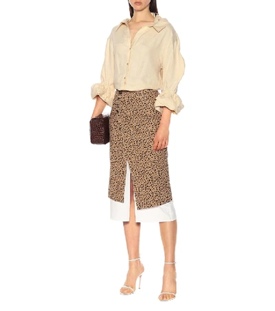 Shop Rejina Pyo Steffi Cotton Twill Skirt In Brown