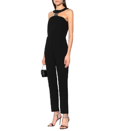 Shop Givenchy Embellished Wool Jumpsuit In Black
