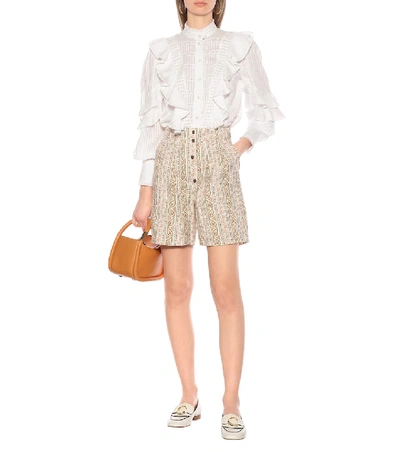 Shop Etro Paisley High-rise Cotton Shorts In White