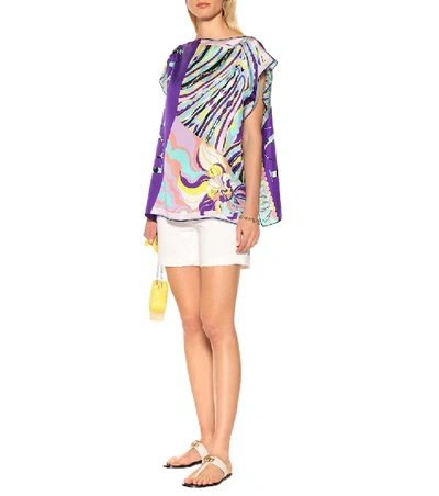 Shop Emilio Pucci Beach Printed Silk-twill Top In Multicoloured