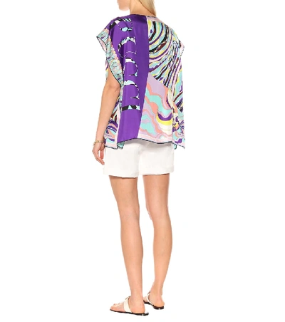 Shop Emilio Pucci Beach Printed Silk-twill Top In Multicoloured