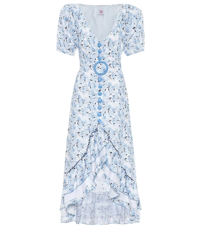 Shop Gül Hürgel Floral Linen Dress In Blue