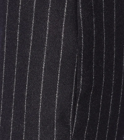 Shop Alexander Mcqueen Pinstripe Wool Flared Pants In Blue