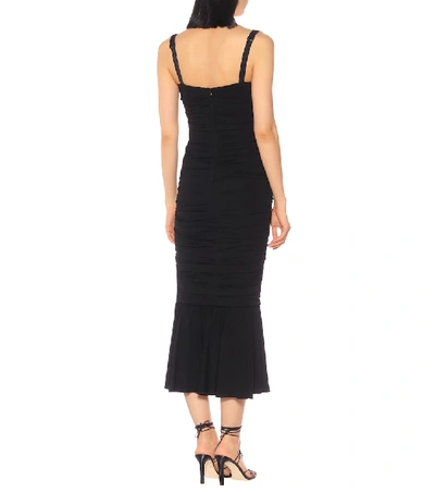 Shop Dolce & Gabbana Silk-blend Jersey Midi Dress In Black